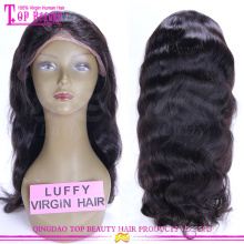 Nouveaux produits 8 a noir haute qualité femmes humides et onduleux indien remy plein lacet perruque avec clips